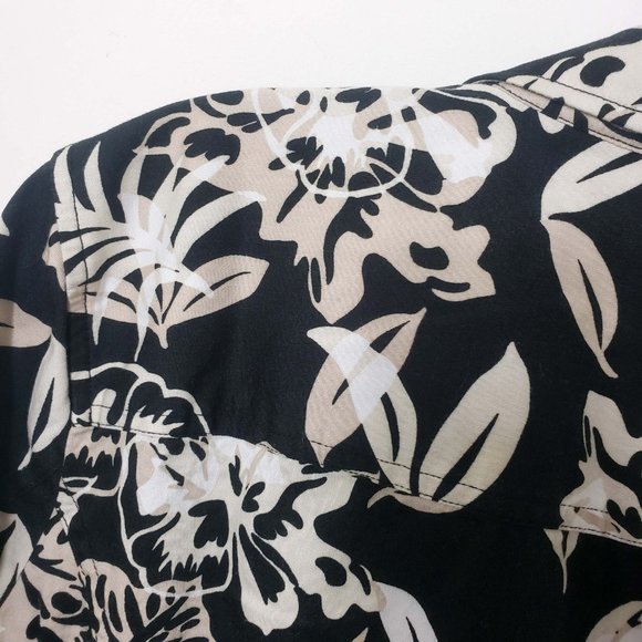 Christopher & Banks Women's Black Button Down White Tan Floral Jacket Coat - Picture 9 of 10